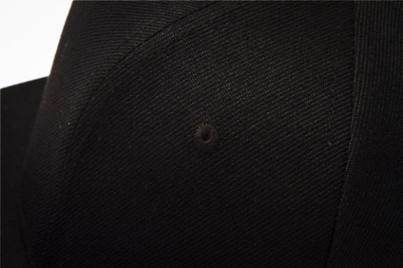 Black Baseball Hat - Close Up View -The Cap Dudes