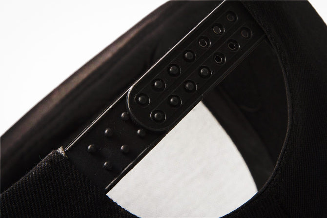 Black Baseball Hat - Double Adjustor Back View - The Cap Dudes