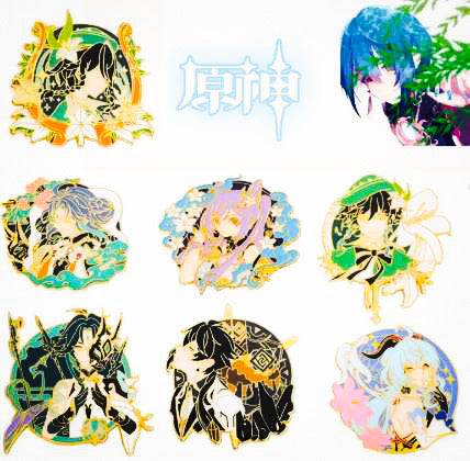 Genshin Impact  - Japanese Manga - Anime Brooch Accessories - Front