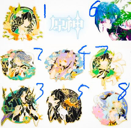 Genshin Impact - Manga - Anime Brooch Accessories - Numbered - Front