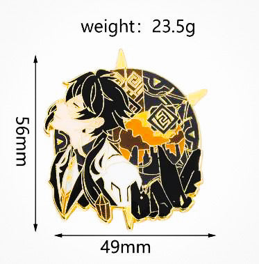 Genshin Impact - Manga - Anime Brooch Accessory - Zhongli - Measurement - Front