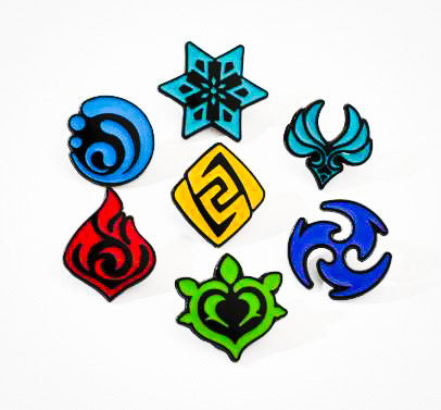 Genshin Impact Symbols - Manga - Anime Brooch Accessories - Front