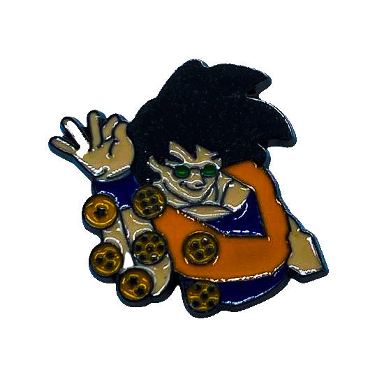 Goku - Coin Throwing - Dragonball Z - Manga - Anime Brooch Accessory - Front
