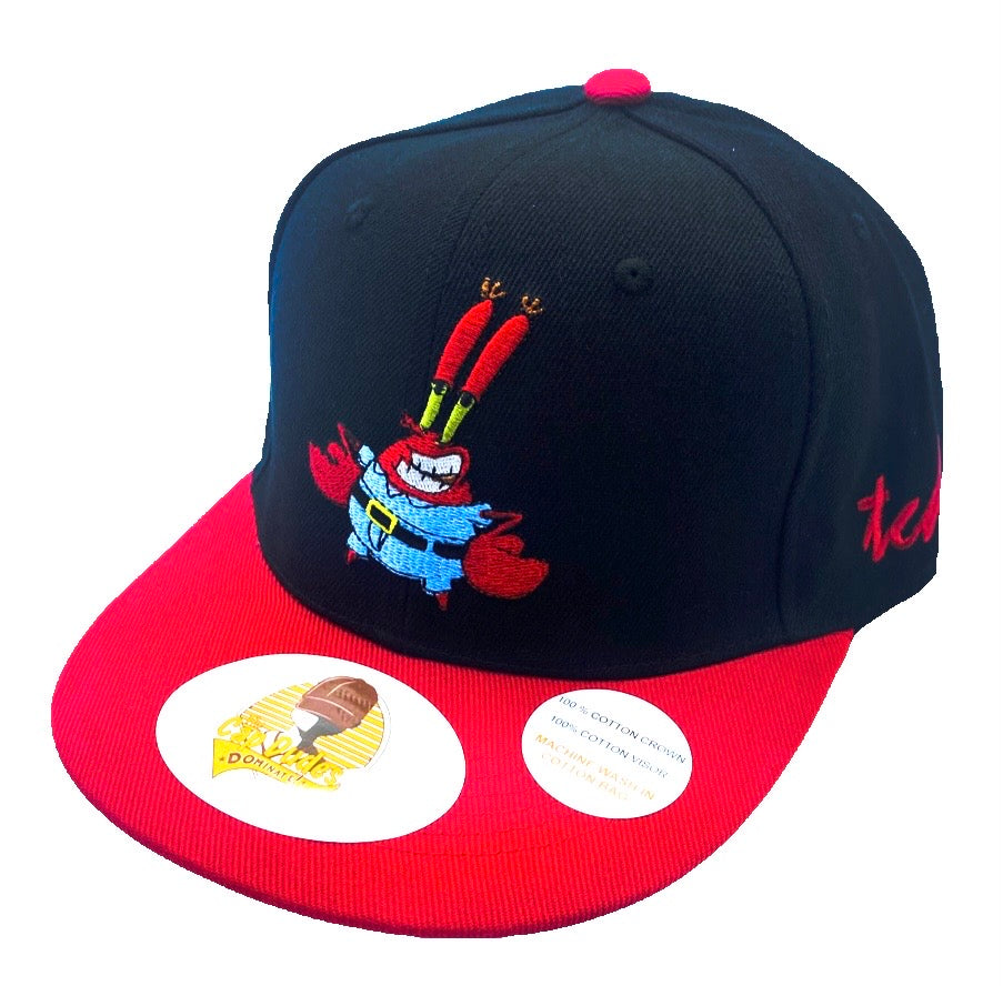 SpongeBob Mr Krab Black and Red Baseball Hat - The Cap Dudes