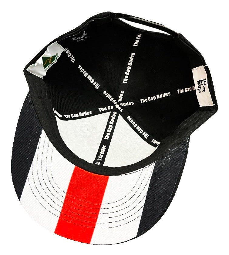 Red and White Bow Tie Baseball Hat - Under Brim - The Cap Dudes