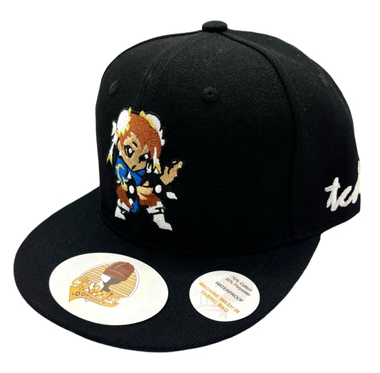Street Fighter Chun Li Black Baseball Hat - Side View - The Cap Dudes