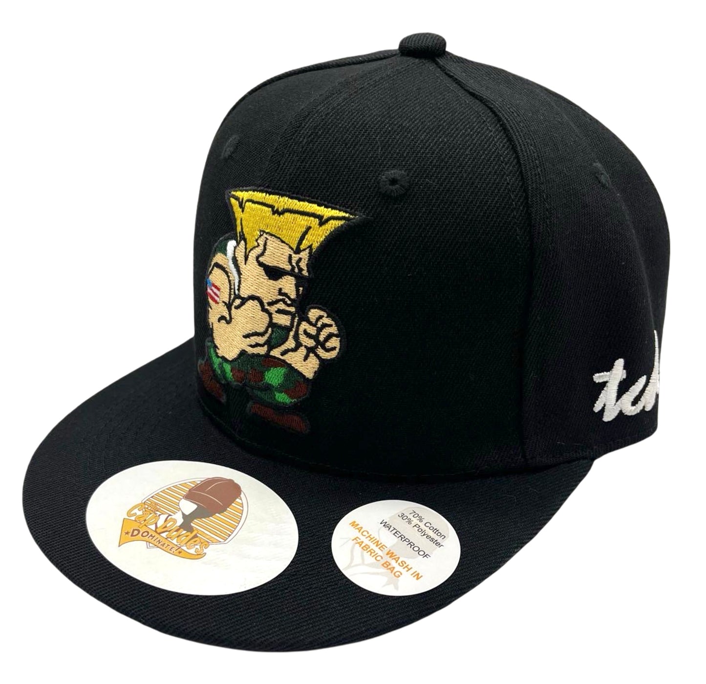 Street Fighter Guile Black Baseball Hat - Side View - The Cap Dudes