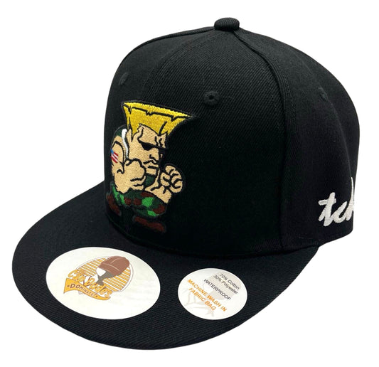 Street Fighter Guile Black Baseball Hat - Side View - The Cap Dudes