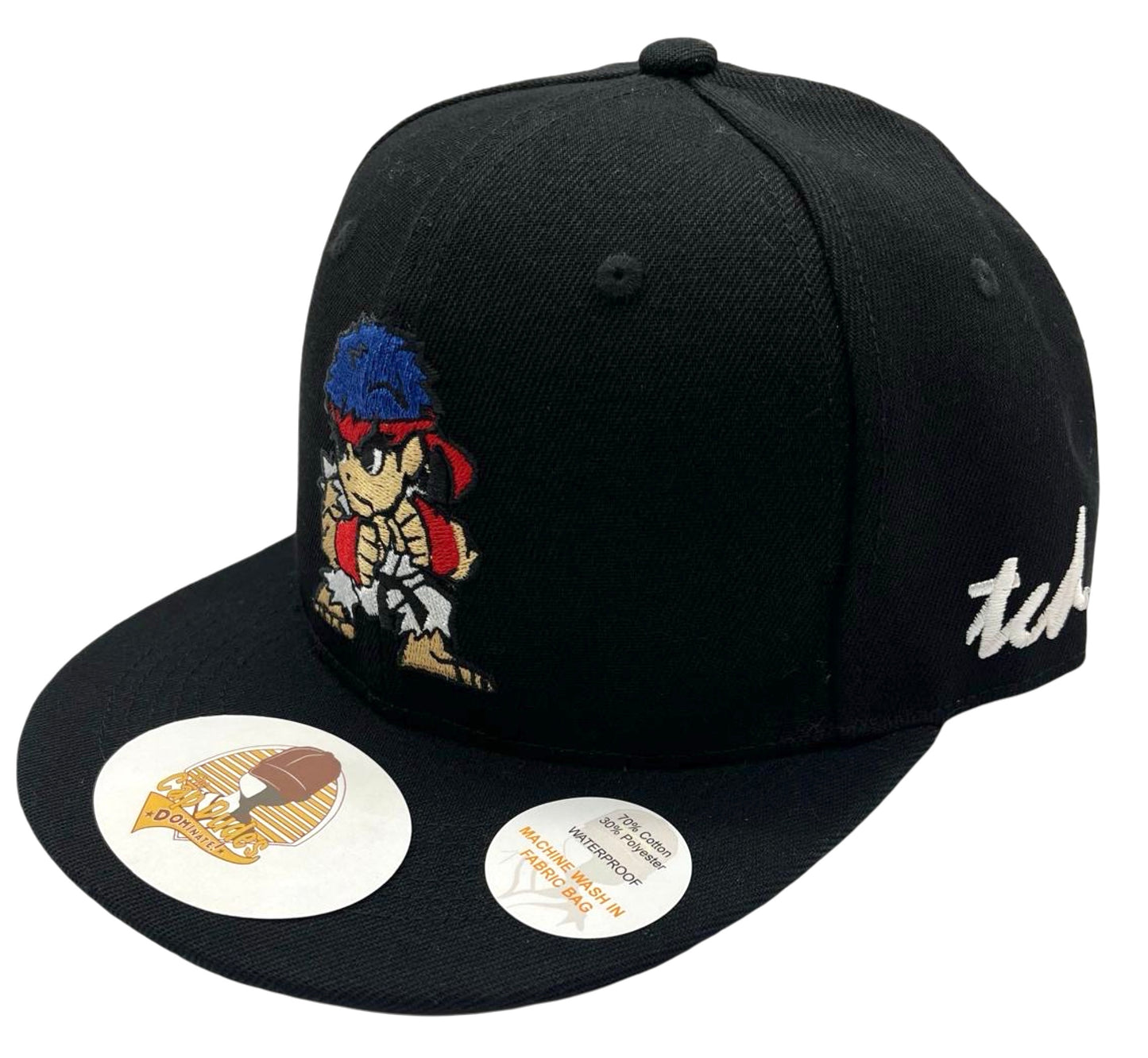 Street Fighter Ryu Black Baseball Hat - Side View - The Cap Dudes