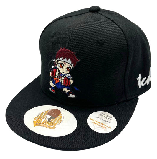 Street Fighter Sakura Black Baseball Hat - Side View - The Cap Dudes