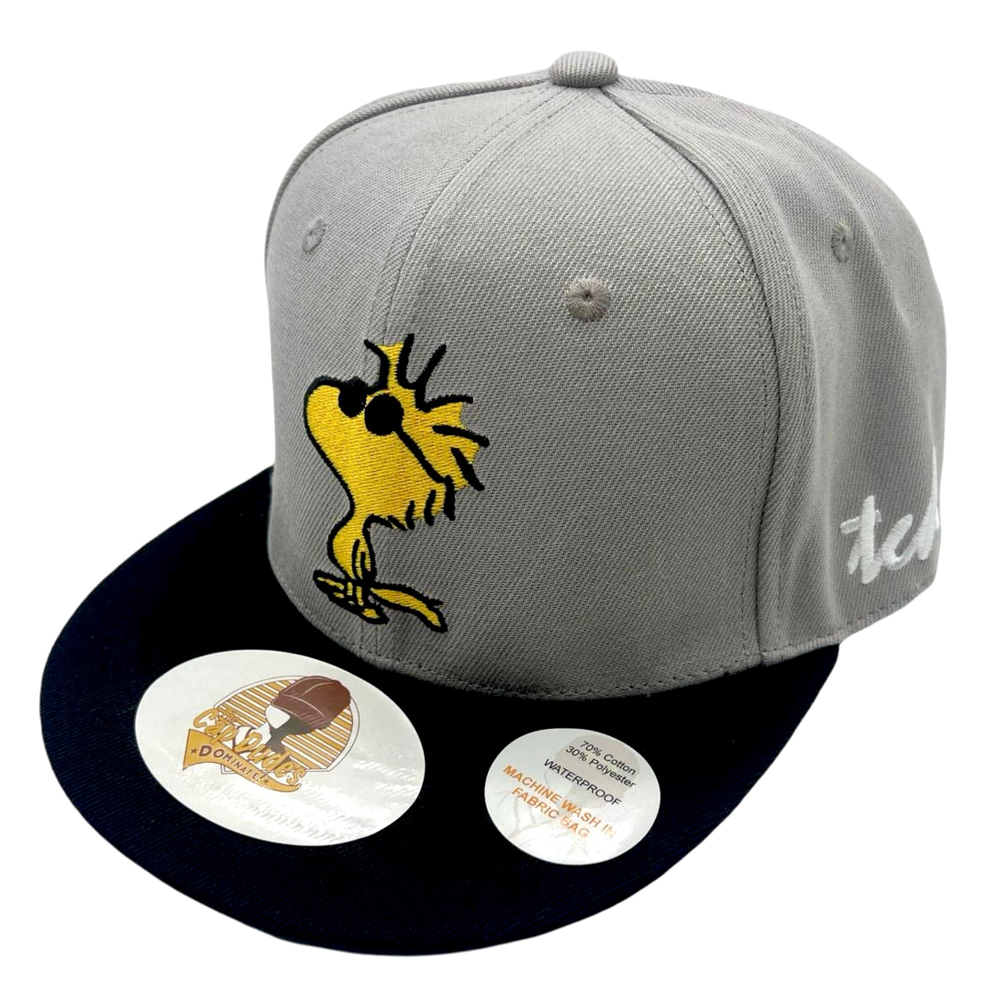 Woodstock Snoopy Grey and Black Baseball Hat - The Cap Dudes