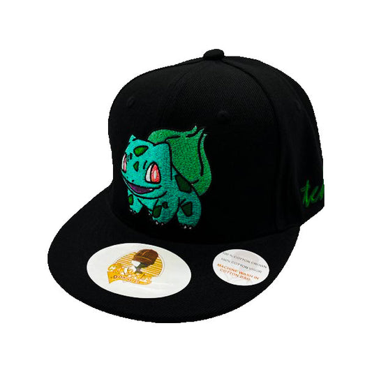 Anime-Pokemon-Bulbasaur-Black Baseball Hat-The Cap Dudes- Front View