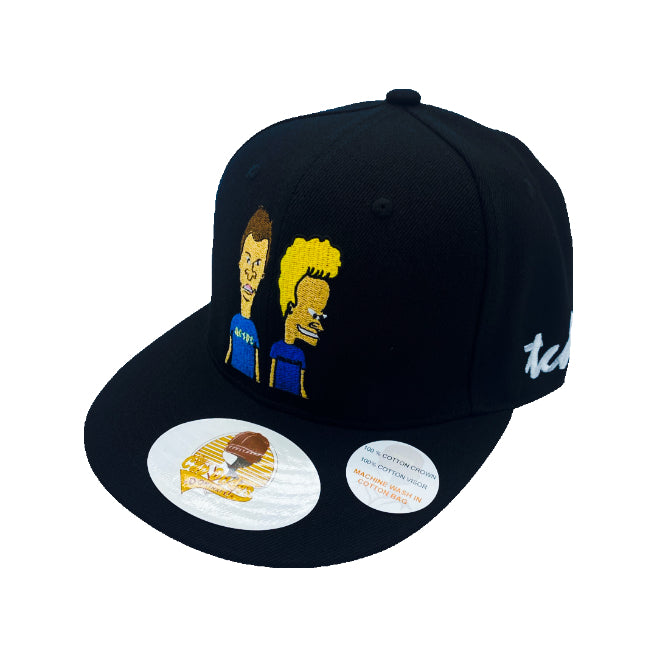 Beavis And Butt-Head Black Baseball Hat - Embroidered Snapback Adjustable Fit 100% Cotton - The Cap Dudes - Front View