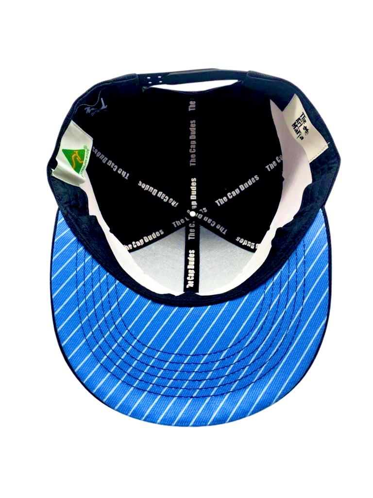 Blue Tie Black Baseball Hat - Patented Unique Under Brim Design - The Cap Dudes 