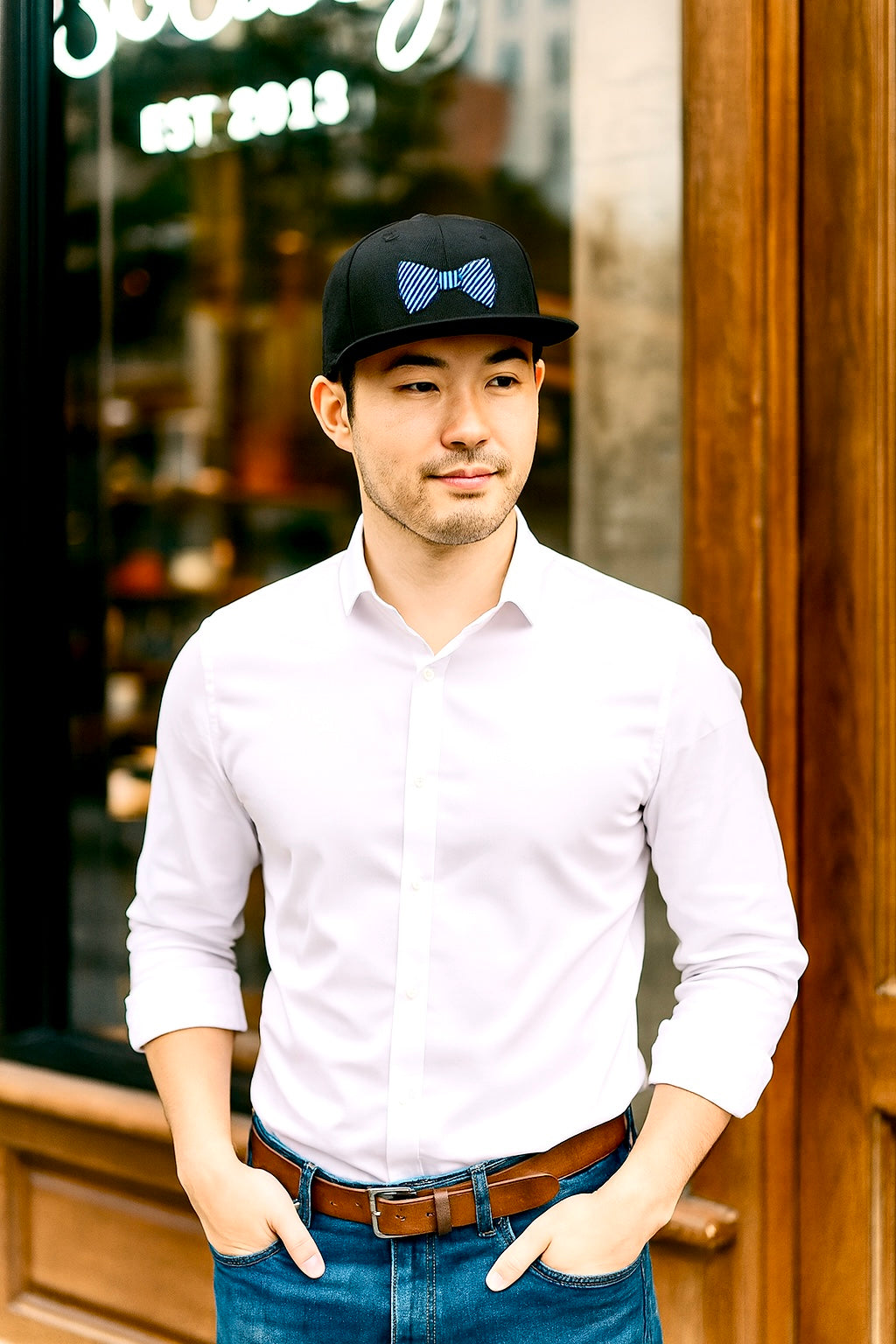 Blue Bow Tie Baseball Hat Lifestyle - The Cap Dudes