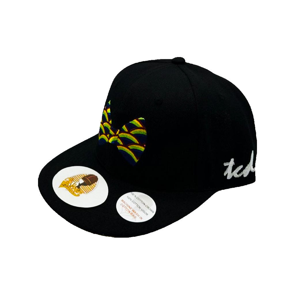 Bowtie Hat - Rainbow - Black Baseball Hat 100% Cotton - The Cap Dudes - Front View