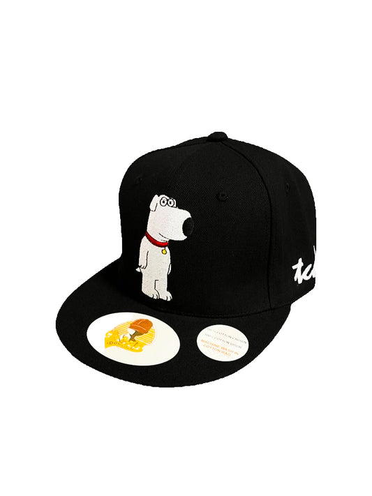 Family Guy Brian Black Baseball Hat - Embroidered Snapback Adjustable Fit 100% Cotton - The Cap Dudes - Front View