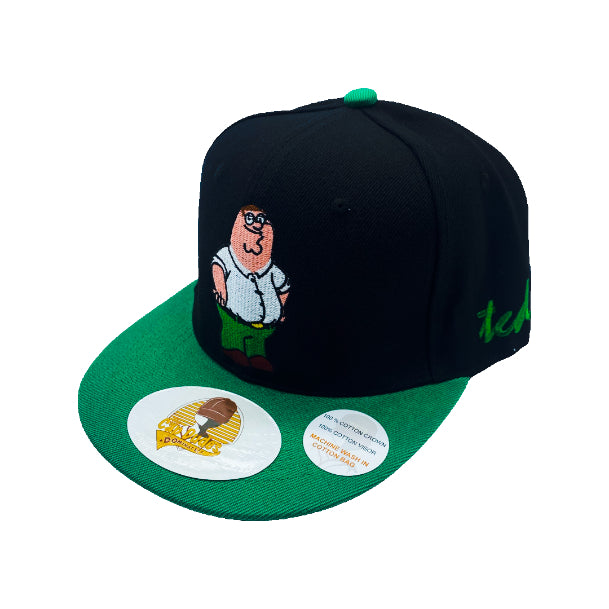 Family Guy Peter Griffin Black Baseball Hat - Embroidered Snapback Adjustable Fit 100% Cotton - The Cap Dudes - Front View