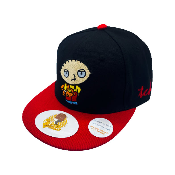 Family Guy  Stewie Griffin Black Baseball Hat - Embroidered Snapback Adjustable Fit 100% Cotton - The Cap Dudes - Front View
