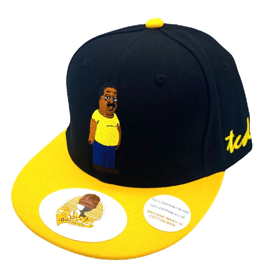 Family Guy Cleveland Brown Black and Yellow Baseball Hat - The Cap Dudes - Front View