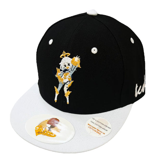 Genshin Impact Paimon Black & White Baseball Hat - Front View - The Cap Dudes