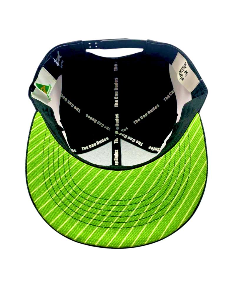 Tie Hat - Executive Green Under Brim - Black Baseball Hat 100% Cotton - The Cap Dudes