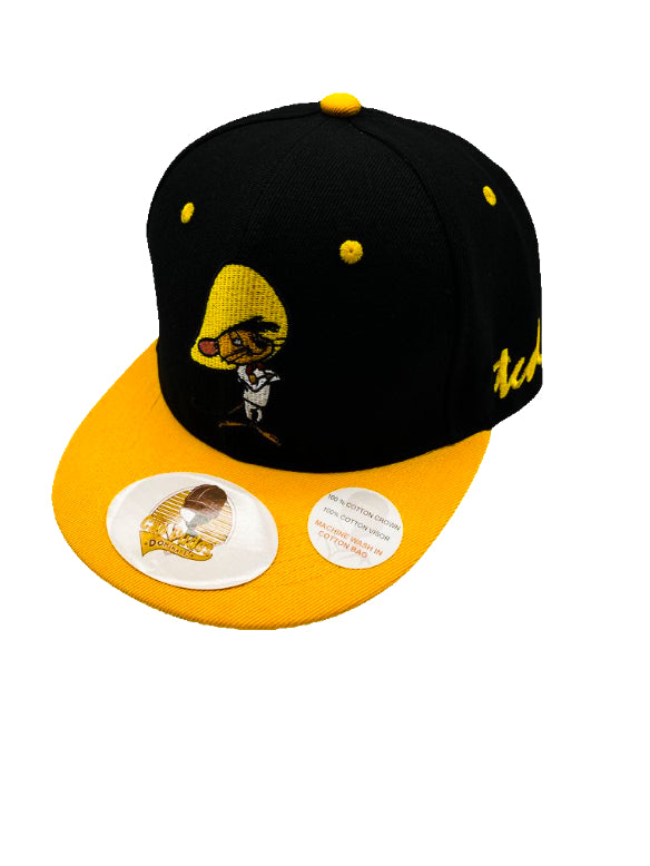 Looney Tunes - Speedy Gonzales Black Baseball Hat - Embroidered Snapback Adjustable Fit 100% Cotton - The Cap Dudes - Front View