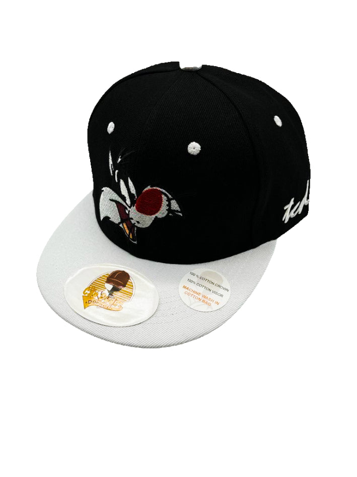 Looney Tunes - Sylvester Black Baseball Hat - Embroidered Snapback Adjustable Fit 100% Cotton - The Cap Dudes - Front View