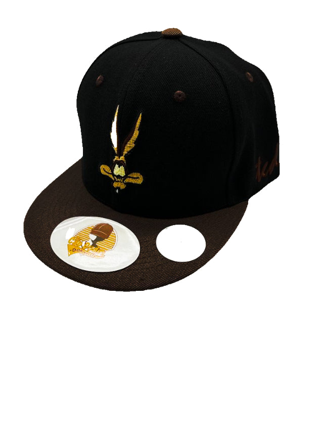 Looney Tunes - Wile E Coyote Black Baseball Hat - Embroidered Snapback Adjustable Fit 100% Cotton - The Cap Dudes - Front View