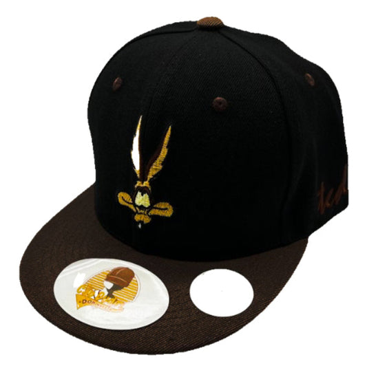 Looney Tunes Wile E Coyote Black and Brown Baseball Hat - The Cap Dudes - Front View