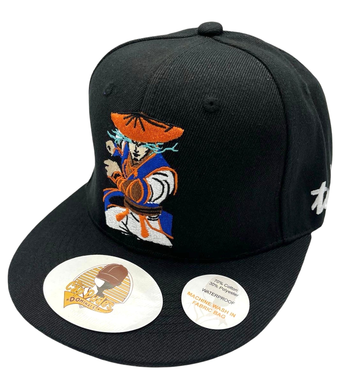 Mortal Kombat Raiden Black Baseball Hat - Side View - The Cap Dudes