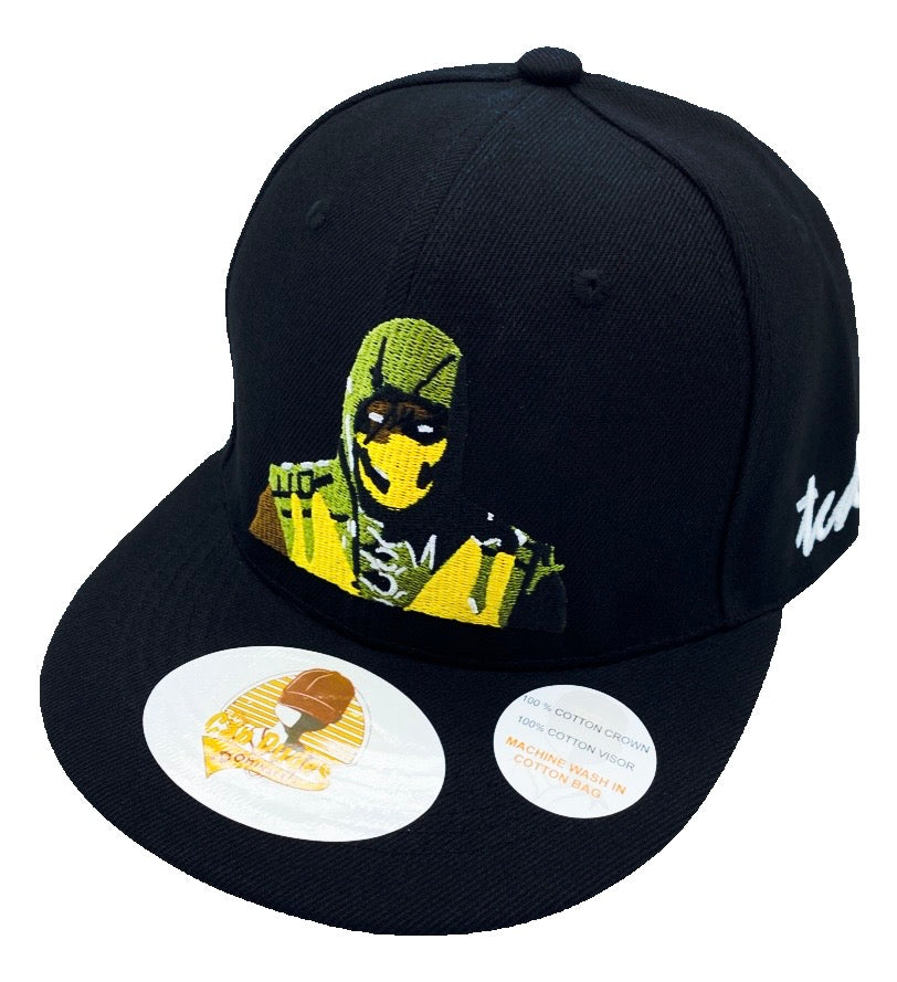 Mortal Kombat Scorpion Black Baseball Hat - The Cap Dudes