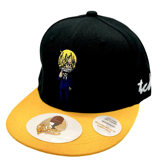 One Piece Black and Yellow Sanji Baseball Hat - Side View - The Cap Dudes