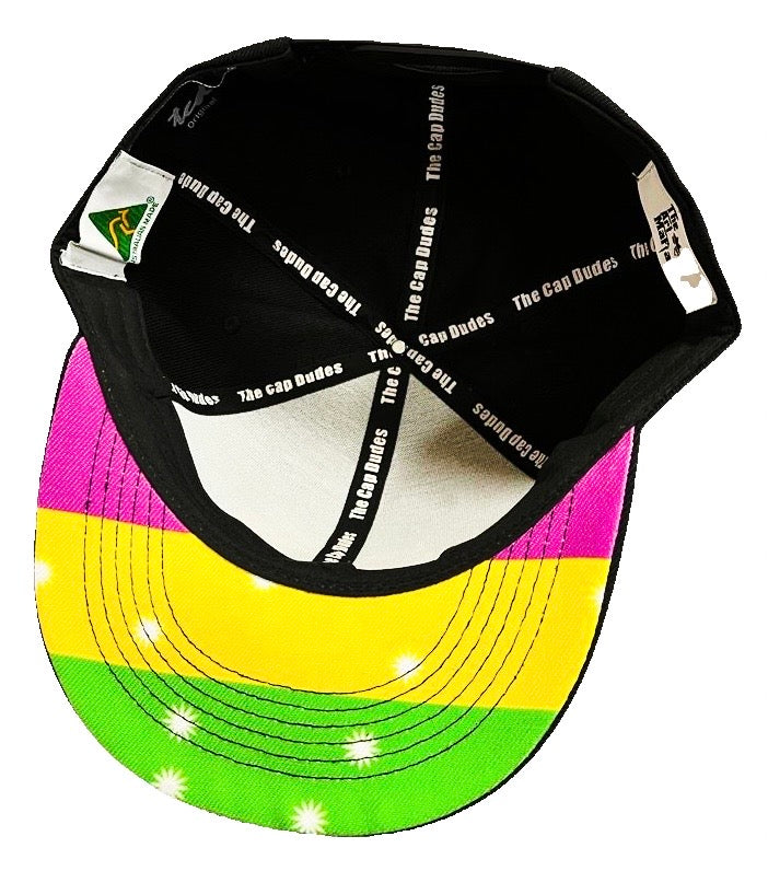 Purple Yellow Green Bow Tie Baseball Hat - Under Brim - The Cap Dudes
