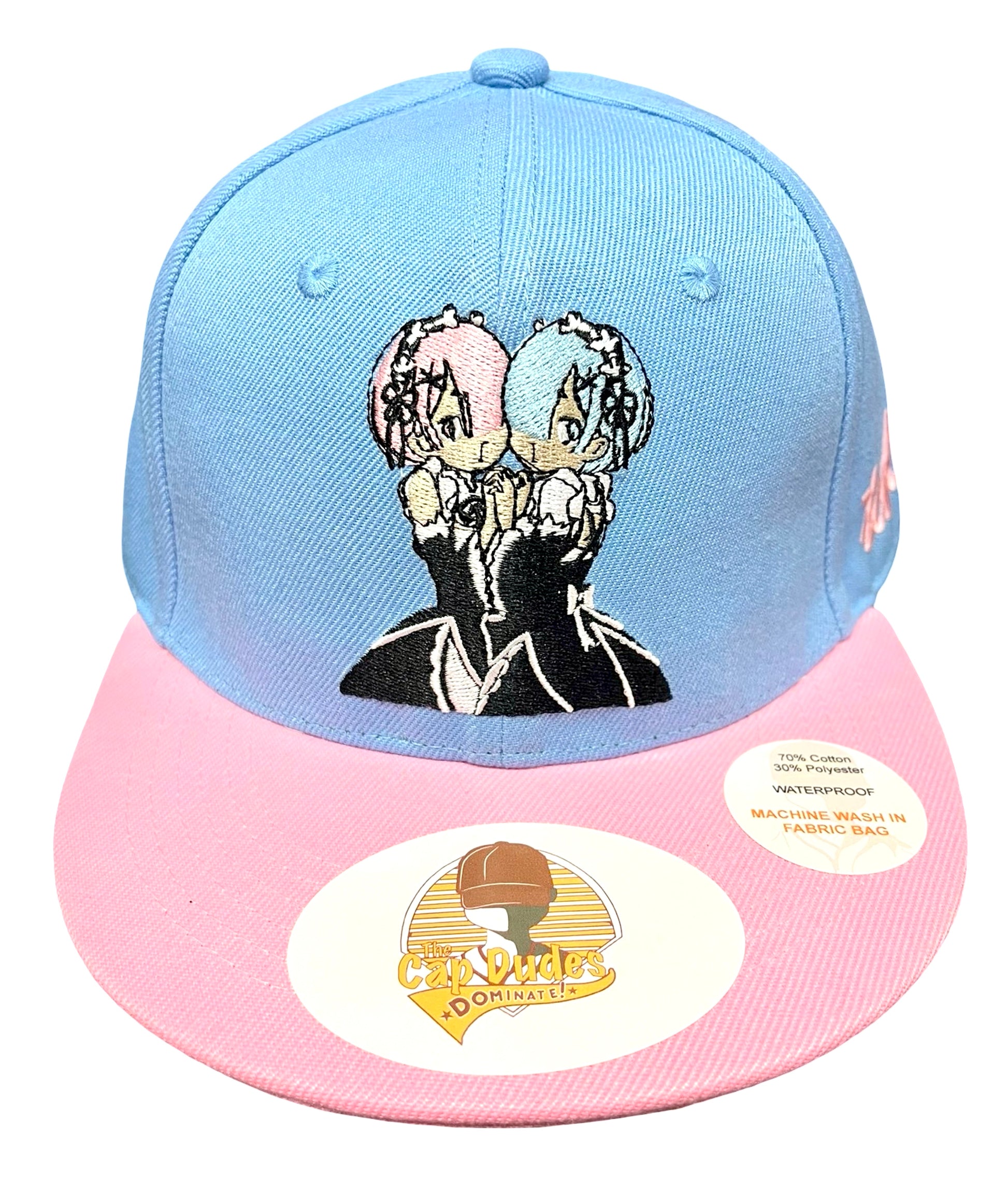 Re Zero Ram and Rem Baseball Hat - Front View - The Cap Dudes