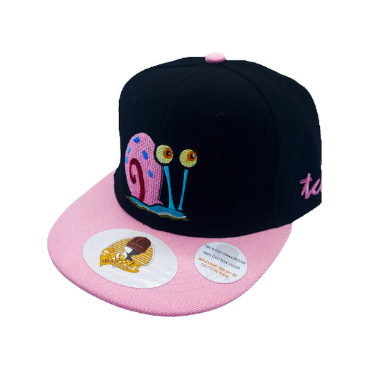 SpongeBob Gary Black Baseball Hat - Embroidered Snapback Adjustable Fit 100% Cotton - The Cap Dudes - Front View