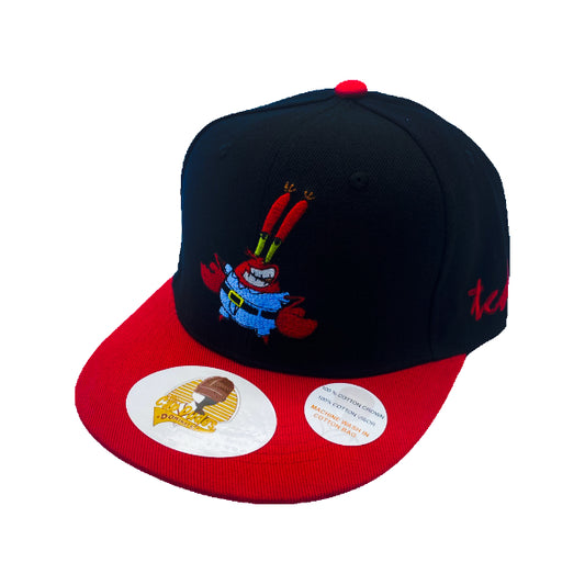 SpongeBob Mr Krab Black Baseball Hat - Embroidered Snapback Adjustable Fit 100% Cotton - The Cap Dudes - Front View