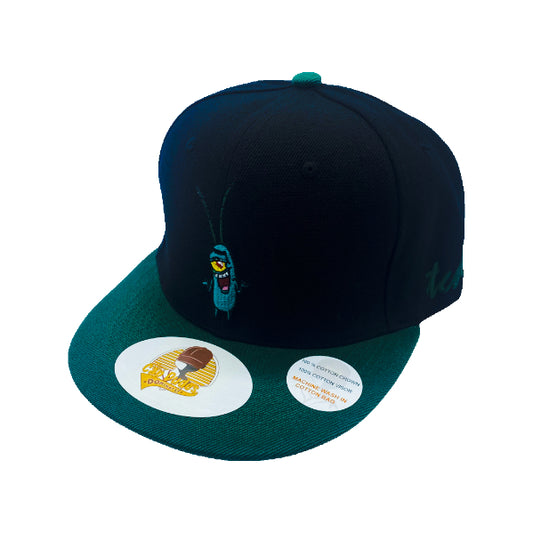 SpongeBob Plankton Black Baseball Hat - Embroidered Snapback Adjustable Fit 100% Cotton - The Cap Dudes - Front View