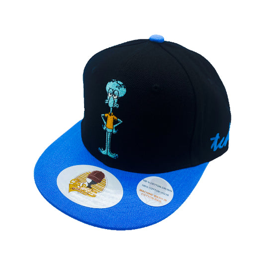 SpongeBob Squidward Tentacles Black Baseball Hat - Embroidered Snapback Adjustable Fit 100% Cotton - The Cap Dudes - Front View