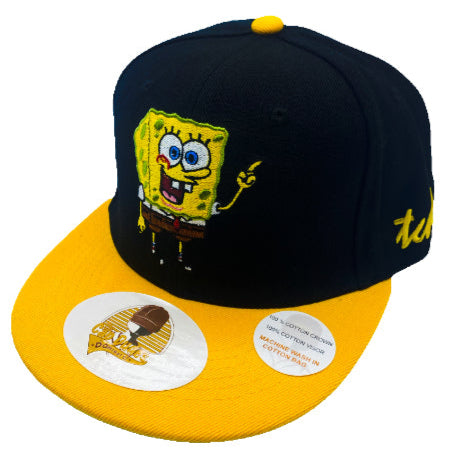 SpongeBob SquarePants Black and Yellow Baseball Hat - The Cap Dudes - Front View