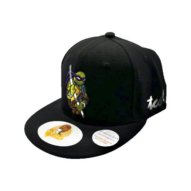 Teenage Mutant Ninja Turtles Donatello Black Baseball Hat - Embroidered Snapback Adjustable Fit 100% Cotton - The Cap Dudes - Front View