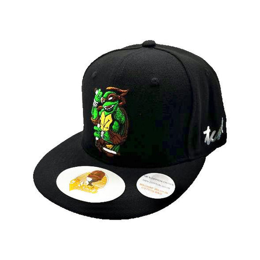 Teenage Mutant Ninja Turtles Michaelangelo Black Baseball Hat - Embroidered Snapback Adjustable Fit 100% Cotton - The Cap Dudes - Front View