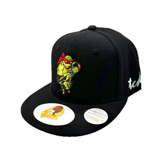 Teenage Mutant Ninja Turtles Rafael  Black Baseball Hat - Embroidered Snapback Adjustable Fit 100% Cotton - The Cap Dudes - Front View