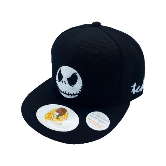 The Nightmare Before Christmas Cartoon - Jack Black Baseball Hat - Embroidered Snapback Adjustable Fit 100% Cotton - The Cap Dudes - Front View