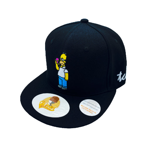 The Simpsons Homer Simpson Black Baseball Hat - Embroidered Snapback Adjustable Fit 100% Cotton - The Cap Dudes - Front View