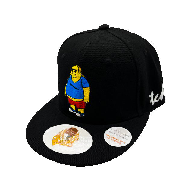 The Simpsons The Comic Book Store Guy Black Baseball Hat - Embroidered Snapback Adjustable Fit 100% Cotton - The Cap Dudes - Front View