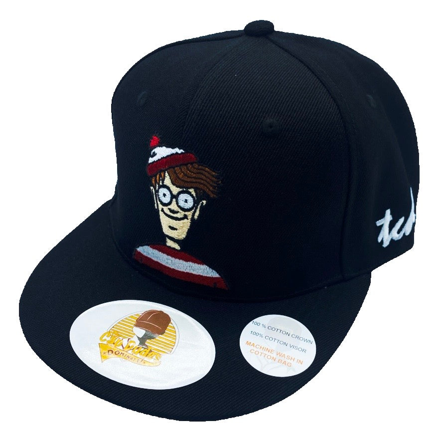 Where's Wally Black Baseball Hat - The Cap Dudes