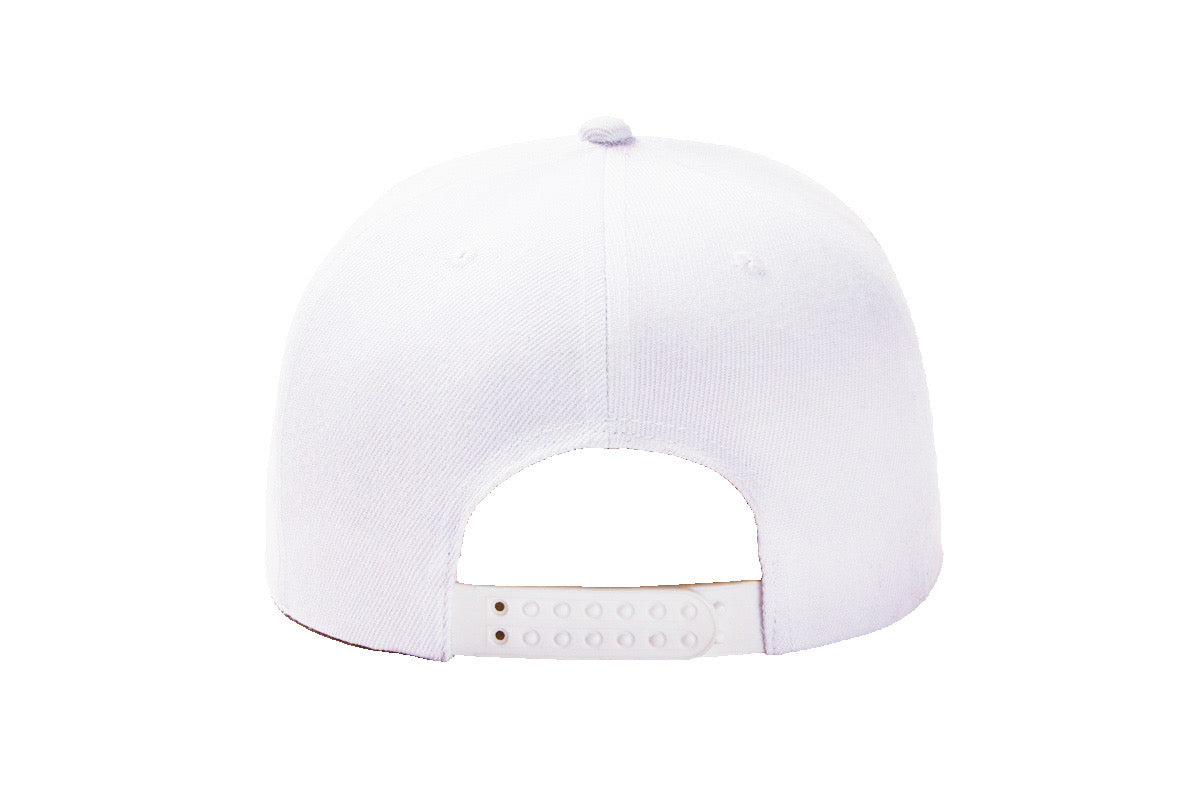 White Baseball Hat-Double Snapback 9Fifty Style 100% Cotton-The Cap Dudes-Back View