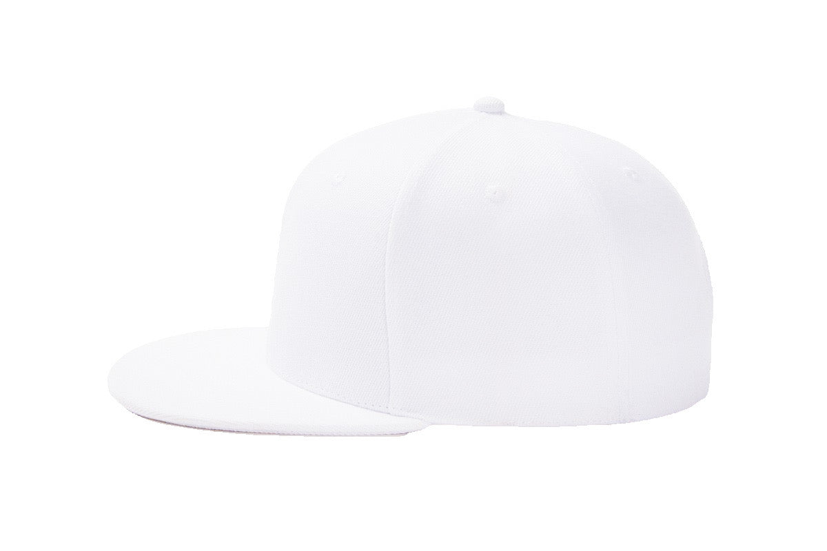 White Baseball Hat-Double Snapback 9Fifty Style 100% Cotton-The Cap Dudes-Side View