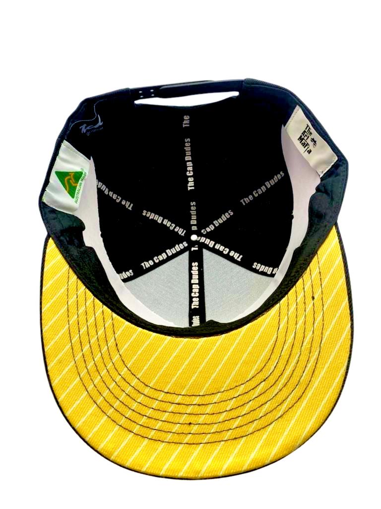Yellow Tie Black Baseball Hat - Patented Unique Under Brim Design - The Cap Dudes